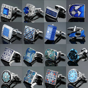 Vintage Enamel Crystal Cufflinks for Men - Wedding Jewelry Button