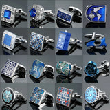 Vintage Enamel Crystal Cufflinks for Men - Wedding Jewelry Button