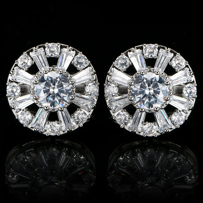 Zircon and Red Stone Cufflinks for Men and Women
