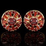 Zircon and Red Stone Cufflinks for Men and Women