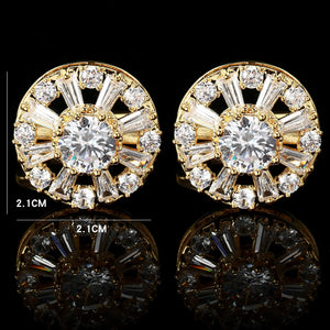 Zircon and Red Stone Cufflinks for Men and Women