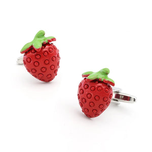 Men's Strawberry Cufflinks Brass Material Red Fruit Cuff Links