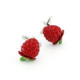 Men's Strawberry Cufflinks Brass Material Red Fruit Cuff Links