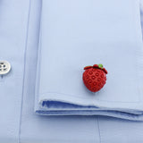 Men's Strawberry Cufflinks Brass Material Red Fruit Cuff Links