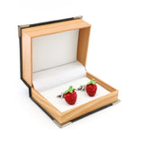 Men's Strawberry Cufflinks Brass Material Red Fruit Cuff Links