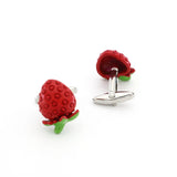 Men's Strawberry Cufflinks Brass Material Red Fruit Cuff Links