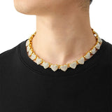 Men's Cuban Chain Necklace 18'' Full Drill Love Heart Peach Heart Ins Wind