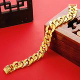 Men's 24k Pure 12mm Rope Shape Hand Chain 999 Bracelet Bangle
