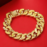 Men's 24k Pure 12mm Rope Shape Hand Chain 999 Bracelet Bangle