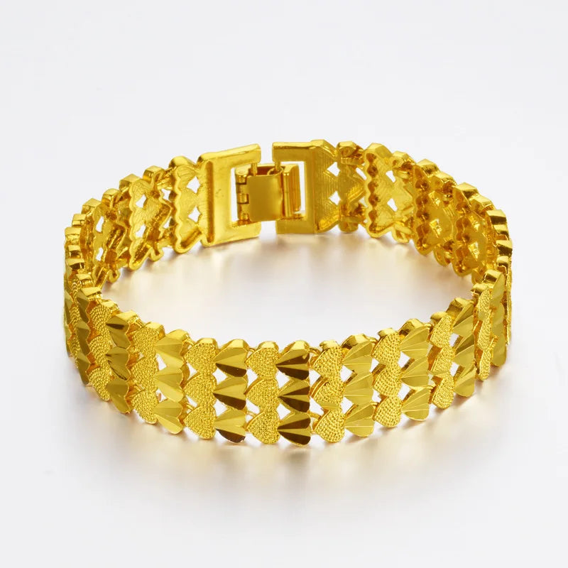 24k Pure 15mm Rope Shape Hand Chain 999 Bracelet Bangle