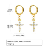 Men's CZ Stones Dangle Cross Earrings - Him Jewelry