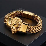Men's Stainless Steel Lion Head Bracelet
