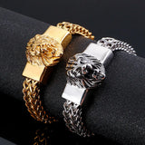Men's Stainless Steel Lion Head Bracelet