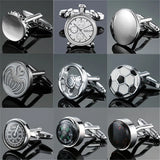 Men's Crystal Ball Cufflinks Silver Shirt Cuff Links