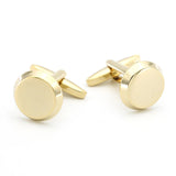 Men's Golden Round Cuff Links Copper Material Laser Engraving