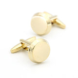 Men's Golden Round Cuff Links Copper Material Laser Engraving