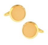 Men's Golden Round Cuff Links Copper Material Laser Engraving