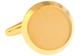 Men's Golden Round Cuff Links Copper Material Laser Engraving