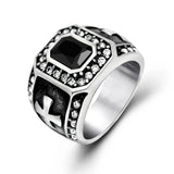 Men's Gothic Titanium Stainless Steel Band Ring Red Cubic Zircon Stone