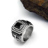 Men's Gothic Titanium Stainless Steel Band Ring Red Cubic Zircon Stone
