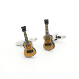 Men's Guitar Cufflinks Brass Coffee Bass Cuff Links