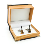 Men's Guitar Cufflinks Brass Coffee Bass Cuff Links
