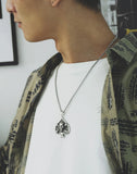 Men's Halloween Retro Skull Pendant Necklace Gothic Stainless Steel Spade Skelet