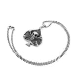 Men's Halloween Retro Skull Pendant Necklace Gothic Stainless Steel Spade Skelet