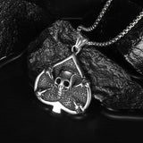 Men's Halloween Retro Skull Pendant Necklace Gothic Stainless Steel Spade Skelet