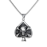 Men's Halloween Retro Skull Pendant Necklace Gothic Stainless Steel Spade Skelet