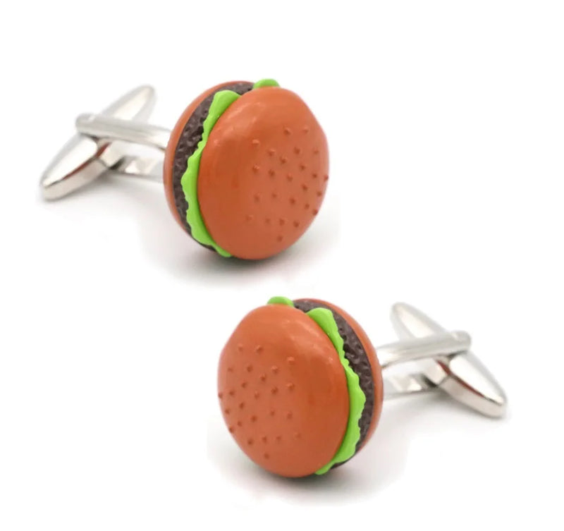 Men's Hamburger Cufflinks Novel Food Cuff Links