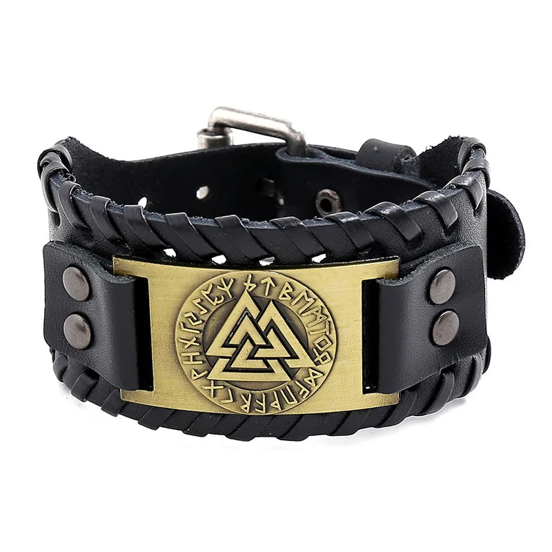 Men's Hand Woven Leather Wristband Bracelet