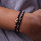 Men's Hematite Bead & Carving Pendant Bracelet