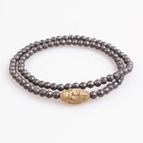 Men's Hematite Bead & Carving Pendant Bracelet