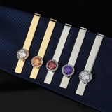 Men's Zircon Tie Clip Round Rhinestone Ties Clips