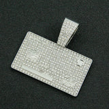 Men's Full Iced Out Credit Card Pendant Necklace with Cuban Chain