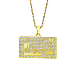 Men's Full Iced Out Credit Card Pendant Necklace with Cuban Chain
