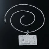 Men's Full Iced Out Credit Card Pendant Necklace with Cuban Chain