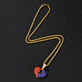 Men's Iced Out Heart Pendant Necklace Bling Rhinestone Crystal Chain Jewelry