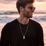 Men's Vertical Bar Necklace, Stainless Steel Pendant Collar