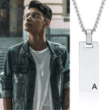 Men's Vertical Bar Necklace, Stainless Steel Pendant Collar