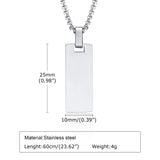 Men's Vertical Bar Necklace, Stainless Steel Pendant Collar