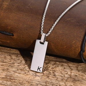 Men's Vertical Bar Necklace, Stainless Steel Pendant Collar