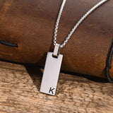 Men's Vertical Bar Necklace, Stainless Steel Pendant Collar