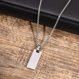 Men's Vertical Bar Necklace, Stainless Steel Pendant Collar