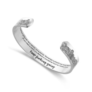 Men's Steel Bindling Flower Cuff Bangle Bracelet
