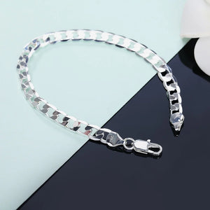 925 Sterling Silver 8MM Link Chain Bracelet Bangle for Men Women Party Gift