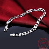 925 Sterling Silver 8MM Link Chain Bracelet Bangle for Men Women Party Gift