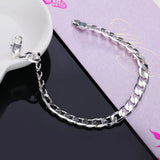 925 Sterling Silver 8MM Link Chain Bracelet Bangle for Men Women Party Gift