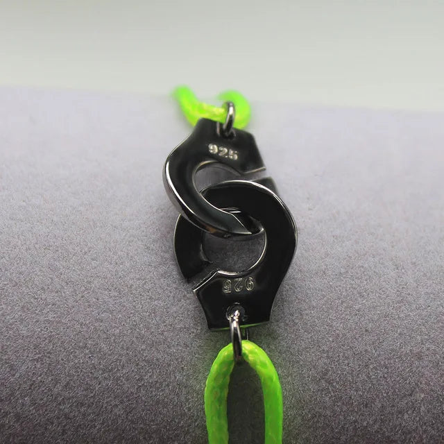925 Silver Handcuffs Bracelet For Women With Adjustable Rope